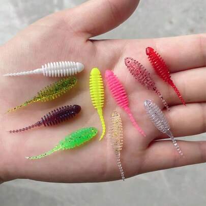 10pcs Fishing Baits Set, 3.5cm/1.38in High Elasticity Soft Bionic Shrimp Baits, Realistic Swimming Posture Fishing Lures For Bass Catfish Salmon Fishing Tackle