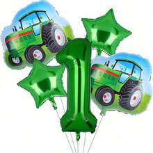 5pcs/Set Tractor Theme Green Number 1-9 Foil Balloons,Farm Theme Birthday Party Decorations,Tractor Birthday Decorations,Farm Theme Party,John Deere Tractor,Tractor,Farm,Tractor Birthday,Racing Car Party,Blue Tractor,Number 2 Balloon,Tractor,Tractor Birthday,Farm - Multicolor - View 3