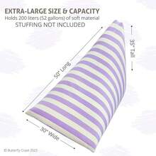 (Purple Polka Dot) - Butterfly Craze Stuffed Animal Storage Bean Bag Chair - Stuff 'n Sit Toy Bag Floor Lounger for Kids, Teens and Adult Extra Large 200L/ 196.8lCapacity Premium Cotton Canvas (Purple) - Púrpura (Purple Stripes) - Ver 5