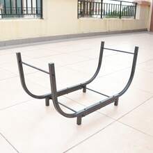 Estantería curva para leña, estantería de almacenamiento de leña para interiores/exteriores, estantería de almacenamiento de leña de metal duradero para chimenea, espacio ordenado y organizado que ahorra espacio - Negro - Ver 13