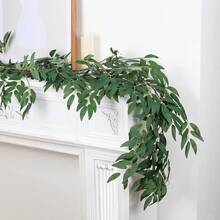 1/50 piezas Enredaderas de ratán artificial, adecuadas para fiestas de Año Nuevo, bodas, aniversarios, decoración de chimeneas y mesas de comedor, jardín, decoración del hogar interior/exterior, coronas DIY, regalos, decoración de cumpleaños, bodas bohemias, decoración de ramas, regalo del Día de San Valentín - Verde - Ver 2