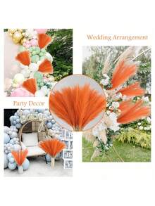 5支/10支/20支人造香蒲，高55厘米/21.65英寸，蓬松仿真草，大型通用香蒲枝，适合用作花瓶填充物，适用于家居厨房波西米亚风装饰、房间装饰、婚礼派对装饰、人造植物、秋季装饰、房间、书桌、花园装饰、房间装饰配件（均码=10支），情人节、生日、毕业礼物、秋季装饰、秋季 - 橘色 - 查看 7