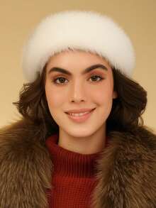 1pc New Autumn/Winter Plush Wide Headband For Women, Soft & Versatile, Face-Framing, Warm Hair Accessory Women Hair Bands - Multicolor - View 2