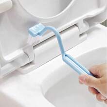V-förmige Toilettenbürste, kompakt & tragbar, Kunststoffmaterial, gebogenes Design, geeignet für Badezimmer- & Toilettenreinigung, praktisch für gründliche Reinigung von Toilette und Ecken. Tolles Weihnachtsgeschenk, Badezimmerdekoration - Blau - Übersicht 3