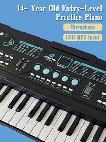 61-Key Portable Digital Piano With Microphone And USB Interface - Built-In Songs, Recording And Playback Functions, Adjustable Volume Digital Instrument - Suitable For Beginners, Teenagers And Adults 14+ As Entry-Level Piano Practice, Includes Stand And Instructional Features.