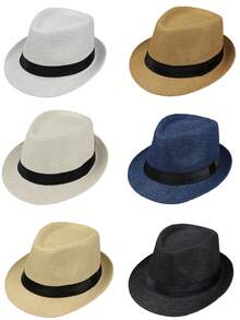 1pc Wide Brim Sun Hat For Men, Beach Hat, Straw Hat, UV Protection, Fashion & Versatile
