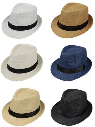 1pc Wide Brim Sun Hat For Men, Beach Hat, Straw Hat, UV Protection, Fashion & Versatile