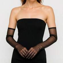 Guantes largos de color negro, guantes de pera de encaje, guantes de malla para mujer, guantes formales de tul de los aos 20, accesorios para fiestas de t, accesorios para fiestas de t, accesorios - inicial - Ver 6