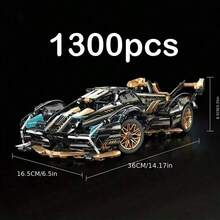 1288pcs Limited Edition Black Supercar Building Blocks Set, Movie Themed Trunk & Engine Model, Realistic Engine Design, Sturdy Structure, Suitable For Adult & Teen Collectors, Home/Office Decor, Birthday/Valentine's/Christmas/New Year/Easter Gift - Multicolor - View 11