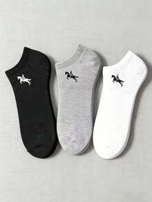 1/15 pares de meias de cano curto unissex com estampa de cavalo, macias e confortáveis, casuais e esportivas, adequadas para uso diário ou ao ar livre, para todas as estações. - Multicolorido - Ver 4