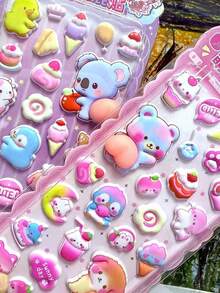 3D立体浮雕水晶贴纸，水果兔子图案，儿童手工益智DIY装饰贴纸，螺旋笔记本，办公学习用品，男女通用，提高工作效率，返校必备，学习用品