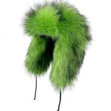 Winter Ushanka Russian Fur Hat For Men & Women - Fuzzy Fur Hat With Ear Flaps - màu xanh lá - Xem 1