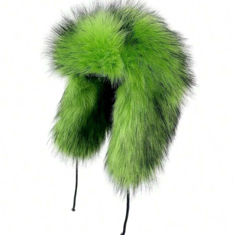 Winter Ushanka Russian Fur Hat For Men & Women - Fuzzy Fur Hat With Ear Flaps - màu xanh lá - Xem 1