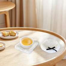 1pc Fashionable White Velvet Coaster, Small Heat-Resistant Coaster, Placemat, Cup & Utensil Drying Mat, Tabletop Decor & Protection Pad, Photography Background And Desk Decor - Multicolor - View 12