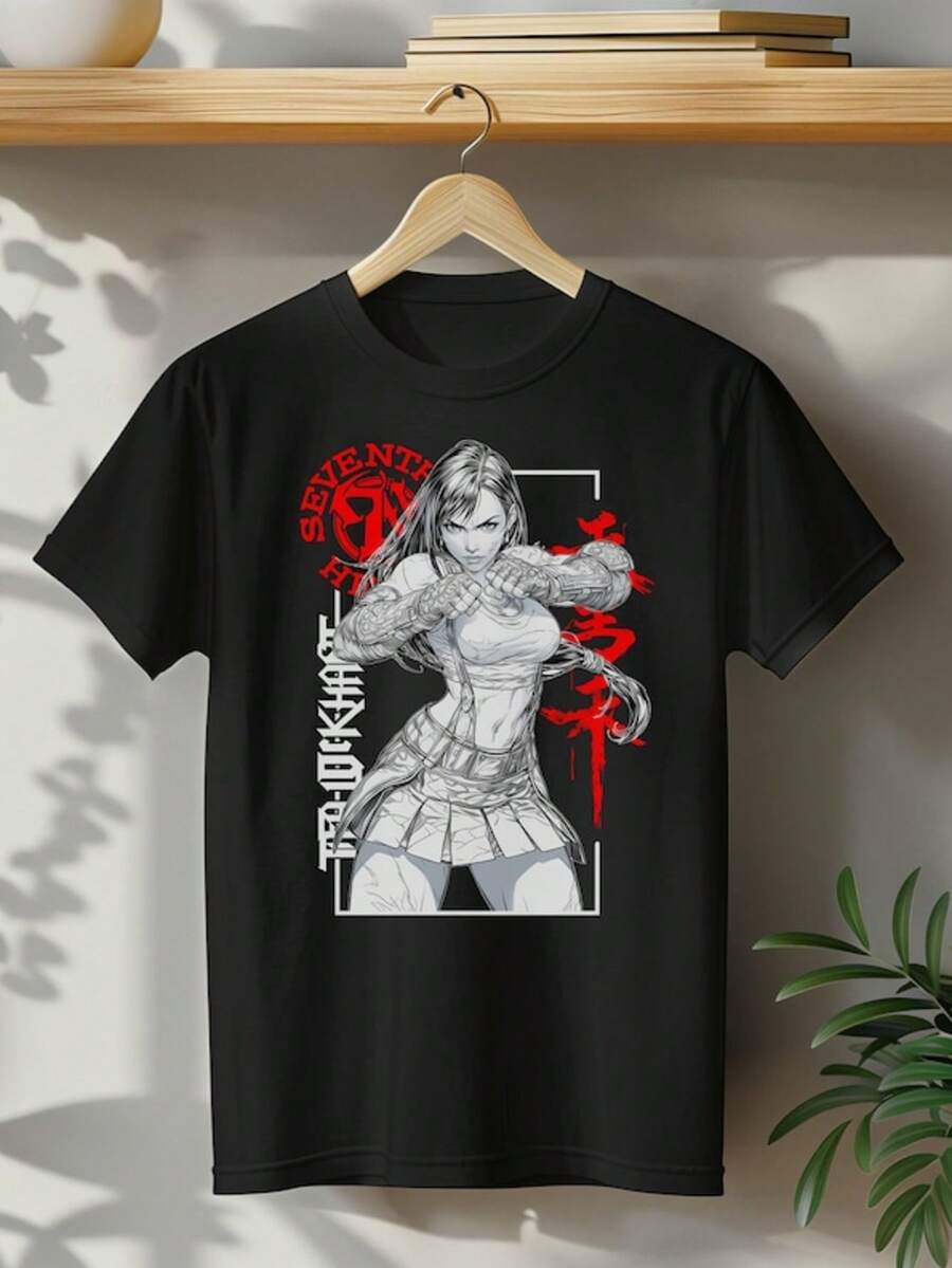 Tifa Lockhart Anime T Shirt Tifa Shirt Gifts For Gamers Stylish Japanese Shirt Final - 黑色 - 查看 1