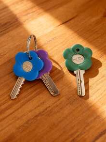 6/3/1pc Multi-Color Flower Shaped Silicone Key Cap Set (Including Labeled Key Caps) - Button Protectors With Color-Coded Design, Easy-To-Install Key Chain Organizers, Suitable For Home, Office, Party And Key Management (Color-Coded For Easy Key Identification), Random Colors - Multicolor - View 2