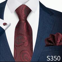 AlanKing 1 bộ cà vạt Paisley màu nâu, khăn bỏ túi và khuy măng sét dành cho nam giới trong các dịp trang trọng/công sở - Màu sắc hỗn hợp - Xem 16