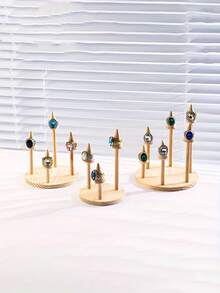Wooden Round Ring Storage Display Tray, Jewelry Display Stand, Jewelry Making Display And Packaging Supplies - Multicolor - View 4