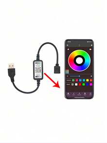 1pc USB Powered Bluetooth LED Light Strip, App Controlled Undismantled Color Changing Lights, Suitable For Home Decor, Holiday Decoration, Computer & TV Backlight, 65ft LED Strip Lights, Bedroom, Button Control - Multicolor Light - View 9