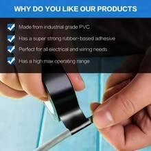 Cinta eléctrica de caucho negro resistente al calor de 50: adhesivo aislante duradero y flexible para vehículos industriales, electrodomésticos y mecánicos HHZT - 5 rollos - Ver 7