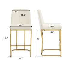 JIEMAX 1/2 Pack Modern White Velvet Bar Stools - Plush Padded Seat | Glam Gold Metal Frame | For Kitchen Island & Home Bar - 黑色 - 查看 8