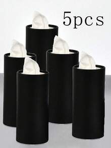 1/2/5 Stücke 16cm lange einfarbige zylindrische Taschentuchbox, kreative Papierhandtuchhalter für Zuhause, geeignet für Badezimmer, Küche, Wohnzimmer - Schwarz - Übersicht 10