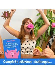 5-Piece Snorting Snouts & Card Set, Hilarious Interactive Snort-Funny The Oinkcredible You Laugh You Lose Game – Adorable Christmas Girl Gift For Fun Girl Gatherings & Party Play - 5個豬鼻子+卡片 - 查看 5