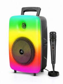 8 Inch Bluetooth Speaker RGB Light + Microphone - Black - View 1