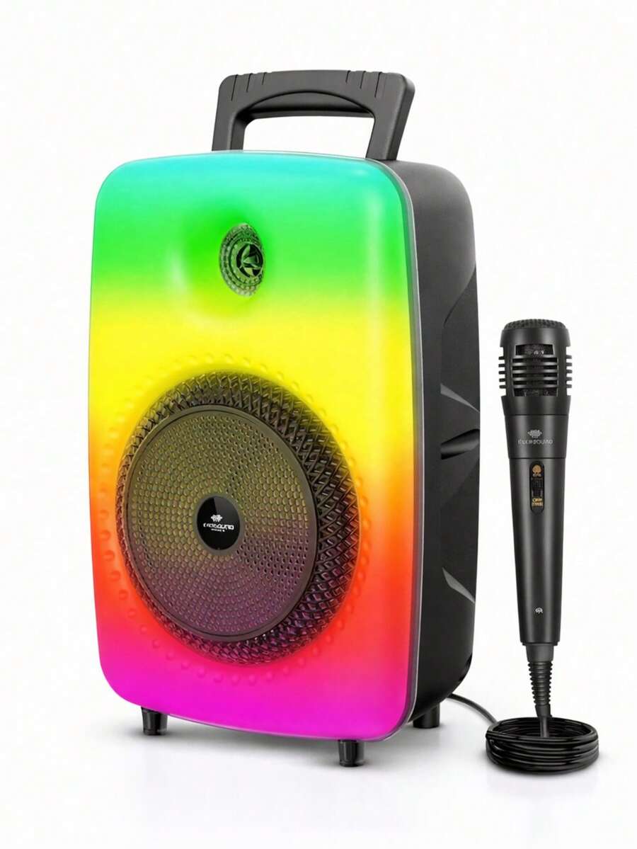 8 Inch Bluetooth Speaker RGB Light + Microphone - Black - View 1