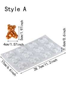 1pc Cute Bear Shaped Silicone Mold, Valentine's Day Bear Mousse Mold, Easy Release French Cake Silicone Mold, Chocolate Candy Mold - White - View 3