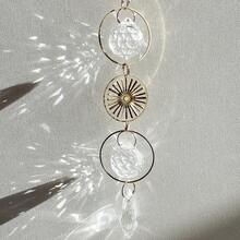 1件/3件套人造水晶阳光捕捉器，铜环行星和水滴组合悬挂装饰品 - 金色 - 查看 9