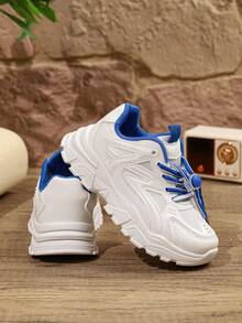 Stylish White Sneakers For Kids And Adults. Can Be Worn In All Seasons. Suitable For School Events, Performances, And Running Activities. - Blue - View 6