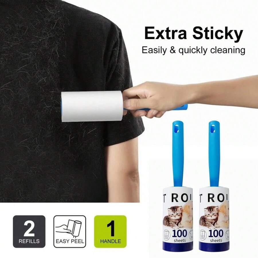 Set de 200 Hojas Quita Pelusa para Ropa - Rodillo Quita Pelusa Extra Pegajoso, Rodillo Quita Pelos de Mascotas Mantas,Muebles, Alfombras, Juego de Rodillos de Pelusa Pegajosos para Pelo de Mascotas - 100 unidades - Ver 1