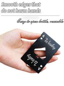 10pcs Customized Spade A Credit Card, Creative Poker Shaped Stainless Steel Household Tool Bottle Opener, Spade Bottle Opener, Customizable Text, Stainless Steel Can Opener, Elegant Black And White Design, Suitable For Parties, Weddings, Holidays, Ideal For Bar Activities, Christmas, Birthday, Father's Day, Valentine's Day Gifts, Smooth Metal Appearance, Metal Structure, Household Items, Business Office Supplies ,Forever Love, Wall Decor - Multicolor - View 6