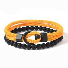2pcs Men's Bracelet Set, Black Stone Elegant Men's Bracelet, Beaded Bracelet Strap With Powerful And Graceful Vibe, Suitable For Daily Stacking And Gift, Great For Friends - Two-piece Set Of Stones + Custom-made Buckle Bracelet - View 25