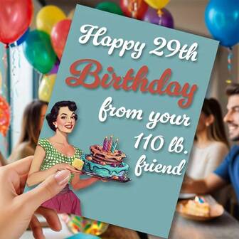 1pc Vintage Style Birthday Greeting Card, Suitable For Best Friend - Humorous 29th Birthday Wishes, With Envelope, Great As Women's Birthday Gift, Friendship Celebration Gift, Small Business Thank You Card