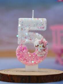 创意数码蜡烛，三丽鸥卡通生日蛋糕蜡烛。生日派对装饰，0-9岁数码蛋糕，甜点桌装饰插片，场景装饰 - 彩色 - 查看 7