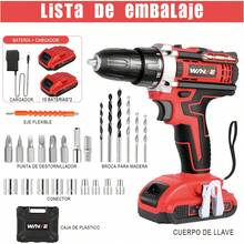 Kit destornillador eléctrico con velocidad máxima de 1650RPM con dos baterías de gran capacidad y potencia de hasta 300W, con luz LED, con desmontable y nivelador, con 24 accesorios y un cargador rápido para satisfacer cualquier trabajo de reforma del hogar - Rojo - Ver 3