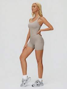 MASKERT Comfortable And Stylish One-Piece Clothing For Women, High Elasticity And Breathable, Suitable For Fitness, Yoga, And Daily Wear, Slim-Fitting One-Piece Suit Summer - Khaki - View 6