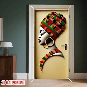 1pc 2D African Goddess Door Banner Decor - Universal Polyester Fiber Decorative Banner, Suitable For Entrances, Seasonal Holiday Hanging Signs, (70.87x35.43 Inches) Party Supplies, Suitable For Home Decoration