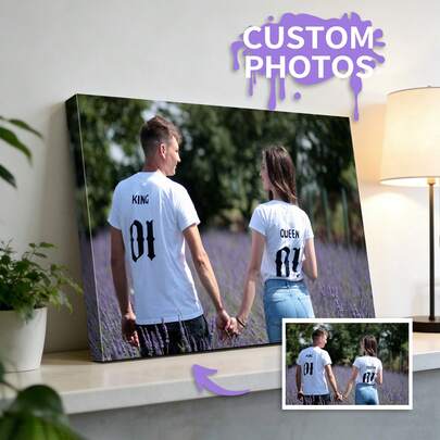 1pc Customized Photo Canvas Print, Optional DIY Wooden Frame Or Frameless Poster, Personalized Photo Gift For Lover, Family, Friend, Pet, Girlfriend/Boyfriend Birthday, Parents, Graduation Season Wall Art, Warm Atmosphere, Autumn Home Decor, Nordic Cozy Living, Elegant Lifestyle, Art Of Living