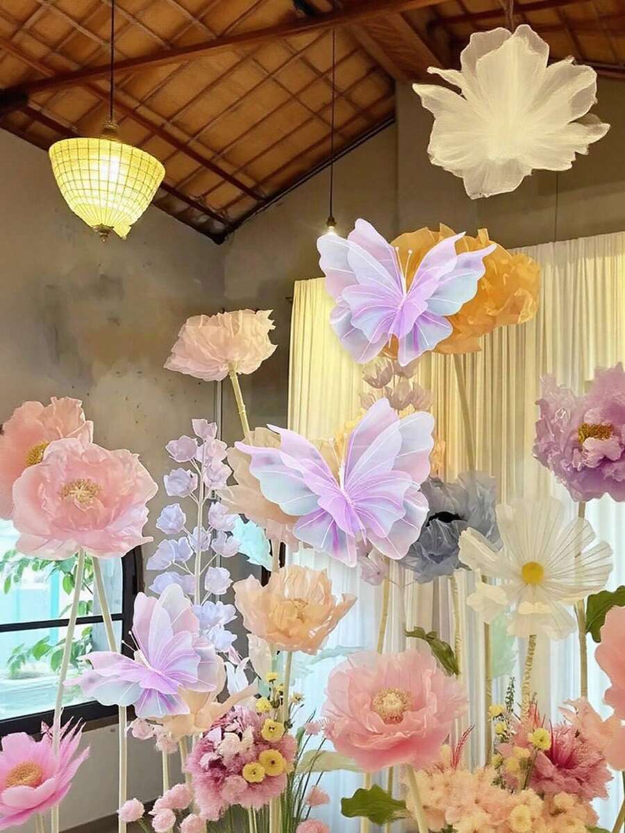 2pcs Mariposa Gigantes Decorativa Gasa Artificiales Mariage,50cm Mariposa Romántica De Degradado De Color 3d Para Decoración De Boda, Mariposa Artificial De Seda Para Decoración De Vestido De Novia, Decoración De Fiesta, Festival Al Aire Libre, Mariposa De Gasa Gigante Falsa, Regalo Del Día De San Valentín, Día De La Madre, Graduación, Fondo De Fotografía De Compromiso, Guía De Mariposas. Globo De Macaron. Decoraciones Navideñas y De Invierno. Decoración De Árbol De Navidad Con Mariposas.