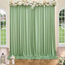 5 pieds x 7 pieds/8 pieds/10 pieds Toile de fond de photographie en polyester sans plis, convient pour les fêtes, les mariages, les anniversaires et autres occasions - Vert clair - Voir 5