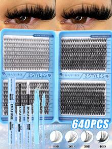 CMAYOME 640/200pcs D-Curl Individual False Eyelashes Set, Includes Adhesive, Sealing Glue, Eyelash Brush, Tweezers, DIY Eyelash Extension Kit, False Lashes + Eyelash Extension Glue + Tweezers + Eyeshadow Brush, Beginner Friendly, Soft & Natural, Thick & Fluffy, Lightweight & Comfortable, Mixed Styles, Large Capacity Segmented False Eyelashes, Suitable For Daily, Evening, Outdoor, Wedding And Other Occasions DIY Eyelash Extension Kit - Multicolor - View 17