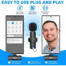 ACHAVE Wireless Microphone For IPhone, Android Wide Compatibility Noise Reduction Clear Sound Lavalier Microphone For Podcast, Video Recording, Live Streaming, , , Vlog, - K8-1 - View 8