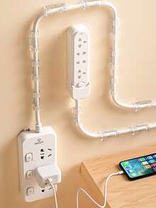 20 piezas de clips para cables sin taladro con salida de almacenamiento, clips organizadores de cables autoadhesivos - transparente - Ver 1