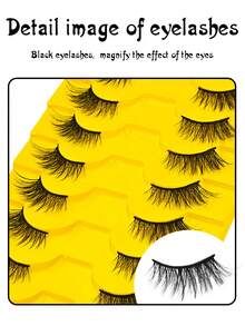 10 Pairs False Eyelashes Natural Half Lashes Cat Eye Clear Band Lashes Fluffy Wispy 3D Faux Mink Lashes Pack Soft Strips Fake Eyelashes-Suitable For Role Playing, European And American Style Extended False Eyelashes - Half Eyelashes - View 3