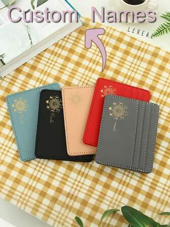 1pc Customized Name Black Card Bag, Large Capacity Card Holder, Small Card Holder, Multiple Card Holders, Women's Small And Compact Leather Pu Card Holder Card Bag Suitable For Both Men And Women, Daily Use, Dates, Birthdays, Holidays, Back To School, Summer, Holidays, Beaches, Travel, Commuting, Business, Students, Picnics, Camping, Supermarkets