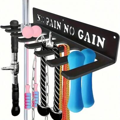 1pc Multi-Function Wall-Mounted Fitness Equipment Storage Rack, 8 Hooks Design, Suitable For Resistance Bands, Jump Ropes And Weight Lifting Belts