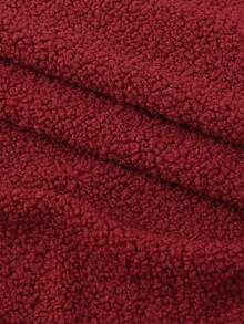 1块泰迪绒面料，小颗粒羊羔绒面料，弹性毛绒面料，适用于沙发垫、外套、秋冬保暖服装面料 - 酒紅色 - 查看 1